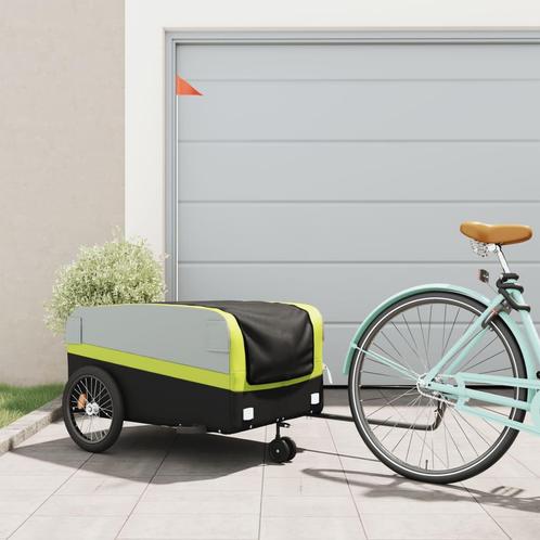vidaXL Fietstrailer 45 kg ijzer zwart en groen, Fietsen en Brommers, Fietsaccessoires | Aanhangers en Karren, Nieuw, Verzenden