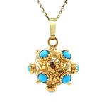 Gouden sputnik hanger met kleursteen 14 krt, Sieraden, Tassen en Uiterlijk, Ophalen of Verzenden, Nieuw