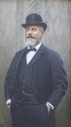 Emilio Longoni (1859 -1932) - Ritratto maschile, Antiek en Kunst, Kunst | Schilderijen | Klassiek