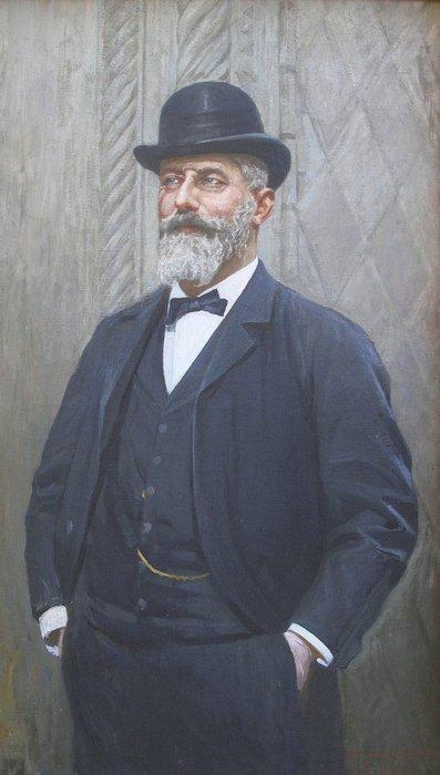 Emilio Longoni (1859 -1932) - Ritratto maschile, Antiek en Kunst, Kunst | Schilderijen | Klassiek