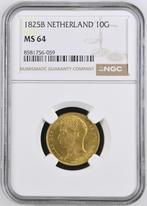 Gouden Koning Willem I 10 Gulden 1825 Brussel MS64 NGC, Postzegels en Munten, Munten | Nederland, Verzenden, Goud, Koning Willem I