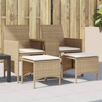 vidaXL Tuinbank 2-zits met tafel en voetenbanken poly rattan, Tuin en Terras, Tuinsets en Loungesets, Verzenden, Nieuw, Rotan