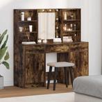 vidaXL Make-up tafel set met LED 3 pcs Gerookt eiken Bewerkt, Verzenden, Nieuw