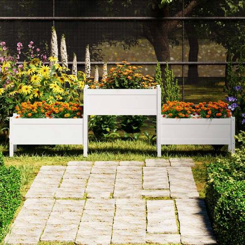 vidaXL Plantenbak 245,5x44x75 cm massief grenenhout wit, Tuin en Terras, Bloembakken en Plantenbakken, Nieuw, Hout, 60 cm of meer