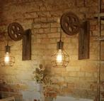 Wandlamp vintage industrieel muurlamp wandverlichting katrol, Huis en Inrichting, Lampen | Wandlampen, Nieuw, Verzenden, Industrieel 