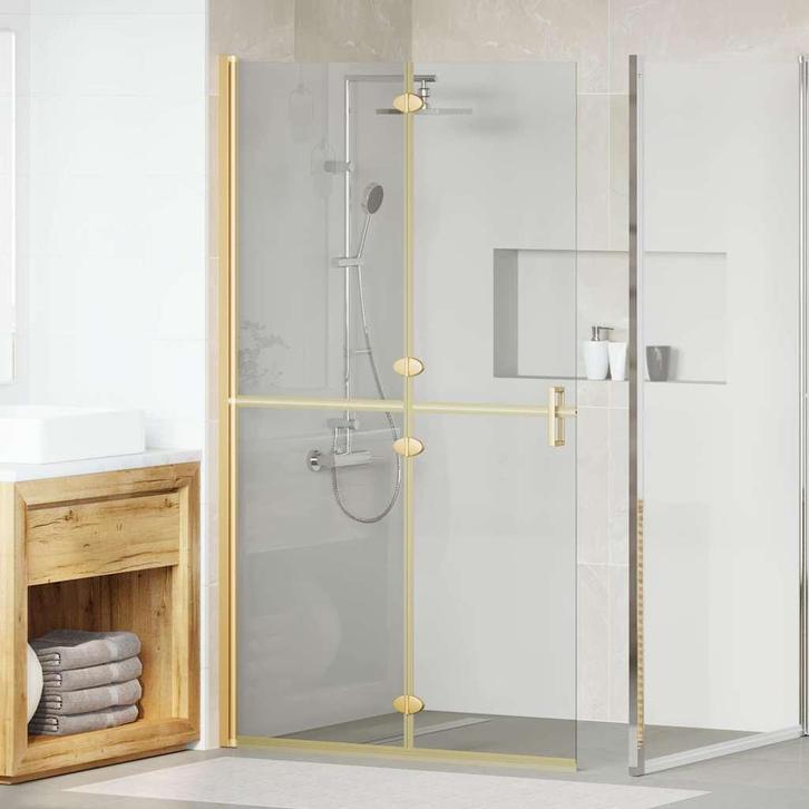 vidaXL Inloop douche wand Goud en transparant 110 x 190 cm, Doe-het-zelf en Verbouw, Sanitair, Nieuw, Verzenden