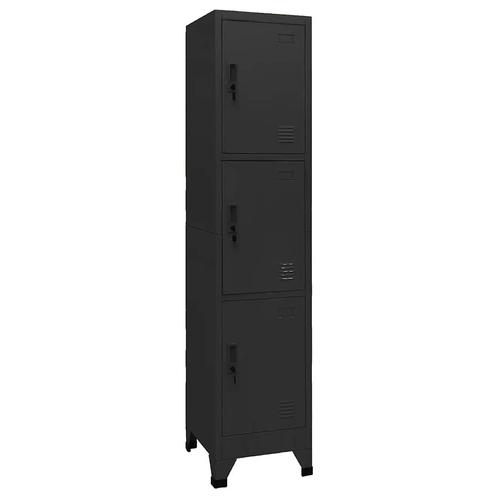 vidaXL Lockerkast 38x45x180 cm staal zwart, Huis en Inrichting, Kasten | Lockerkasten, Nieuw, Verzenden