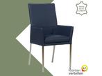 Leren eetkamerstoel Royal - Hermes Kobalt (blauw) - Poten, Blauw, Nieuw, Leer, Ophalen of Verzenden
