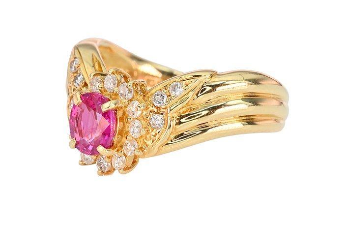 Ring 18K Geel Goud Robijn - Diamant, Sieraden, Tassen en Uiterlijk, Ringen
