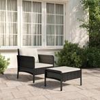 vidaXL 2-delige Loungeset met kussens poly rattan zwart, Verzenden, Nieuw, Rotan, Loungeset