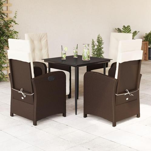vidaXL 5-delige Tuinset met kussens poly rattan bruin, Tuin en Terras, Tuinsets en Loungesets, Tuinset, Nieuw, 4 zitplaatsen, Rotan