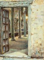 Sebastiano Garbin (XX) - Interior of the Cathedral of Pore, Antiek en Kunst, Kunst | Schilderijen | Klassiek