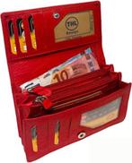 Portemonnee Dames Harmonica overslag model Echt Leer Rood, Sieraden, Tassen en Uiterlijk, Portemonnees, Overige merken, Nieuw