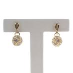 Geelgouden oorbellen met bolletjes hanger; zirconia, Sieraden, Tassen en Uiterlijk, Oorbellen, Ophalen of Verzenden, Gebruikt