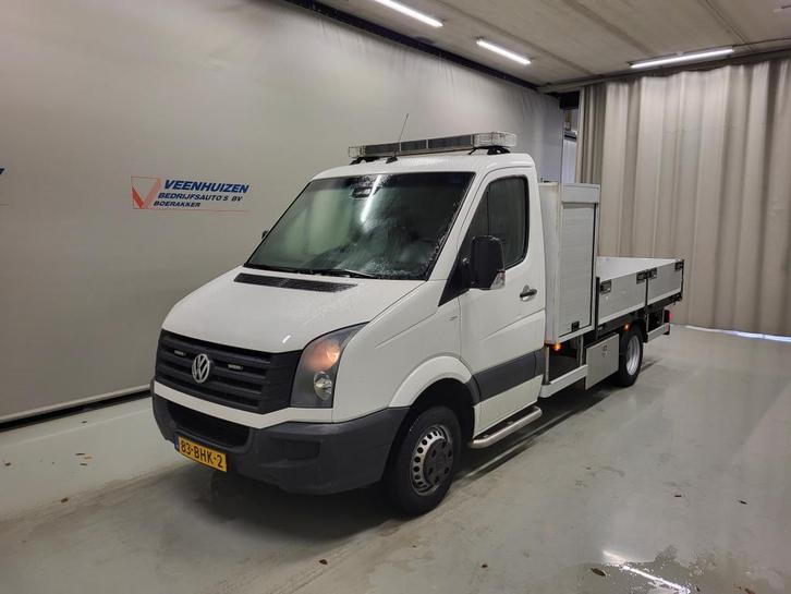 Volkswagen Crafter 2.0TDI 164PK Pick-up + Laadkraan, Auto's, Bestelauto's, Onderhoudsboekje, Lease, Handgeschakeld, Wit, Volkswagen