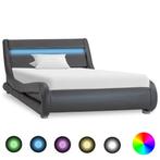 vidaXL Bedframe met LED kunstleer grijs 100x200 cm, Overige materialen, 100 cm, Eenpersoons, Verzenden