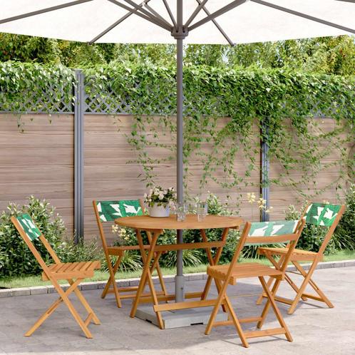 vidaXL 5-delige Tuinset bladpatroon stof en massief hout, Tuin en Terras, Tuinsets en Loungesets, Tuinset, Nieuw, Hardhout, Verzenden