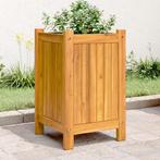 vidaXL Plantenbak met voering 31x31x50 cm massief acaciahout, Verzenden, Nieuw, Hout