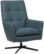 Blauwe leren moderne draaistoel - Toledo Leer Whale (blauw l, Huis en Inrichting, Fauteuils, Nieuw, Ophalen of Verzenden, 75 tot 100 cm