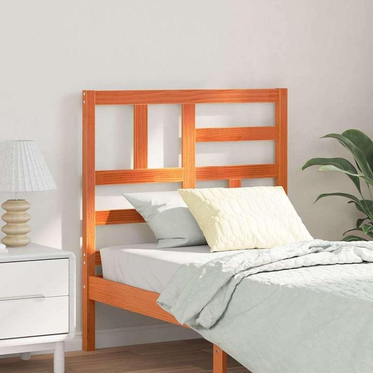 vidaXL Bed Hoofdbord Wasbruin 105.5 x 4 x 104 cm Massief, Huis en Inrichting, Slaapkamer | Bedden, Bruin, Nieuw, Hout, Verzenden