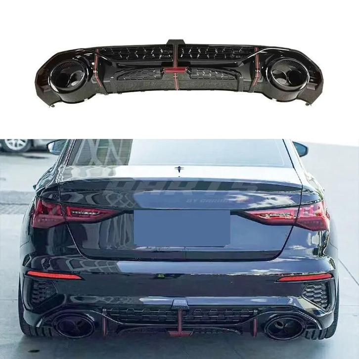 Diffuser With Black Exhaust Tips For Audi A3 S Line/S3 8Y, Auto-onderdelen, Carrosserie en Plaatwerk, Ophalen of Verzenden