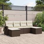 vidaXL 6-delige Loungeset met kussens poly rattan bruin, Verzenden, Nieuw, Rotan, Loungeset