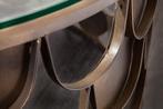Ronde salontafel ABSTRACT 60cm antiek messing metaal glas, Huis en Inrichting, Tafels | Salontafels, Ophalen of Verzenden, Nieuw