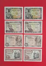 Spanje. 8 billetes (4 parejas correlativas) de 1 Peseta -