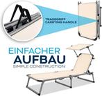 Ligbed - Ligstoel - Zonnebed - Opvouwbaar - Beige - Tillvex®, Verzenden, Zo goed als nieuw