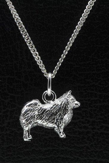 Zilveren Duitse keeshond ketting hanger - groot, Sieraden, Tassen en Uiterlijk, Kettinghangers, Verzenden