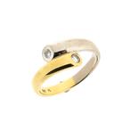 Bicolor gouden ring met diamant 0,20 ct. | Toi et moi, 18 tot 19, Gebruikt, Overige kleuren, Ophalen of Verzenden