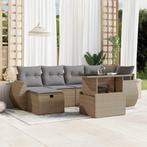 vidaXL 7-delige Loungeset met kussens poly rattan beige, Verzenden, Nieuw, Rotan, Loungeset