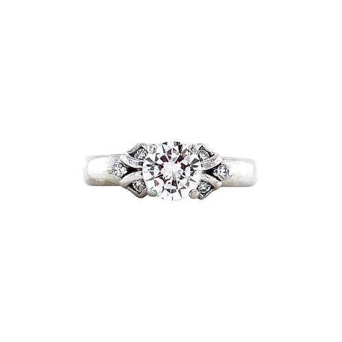 Platina ring met diamant 850, Sieraden, Tassen en Uiterlijk, Ringen, Wit, Zo goed als nieuw, Verzenden