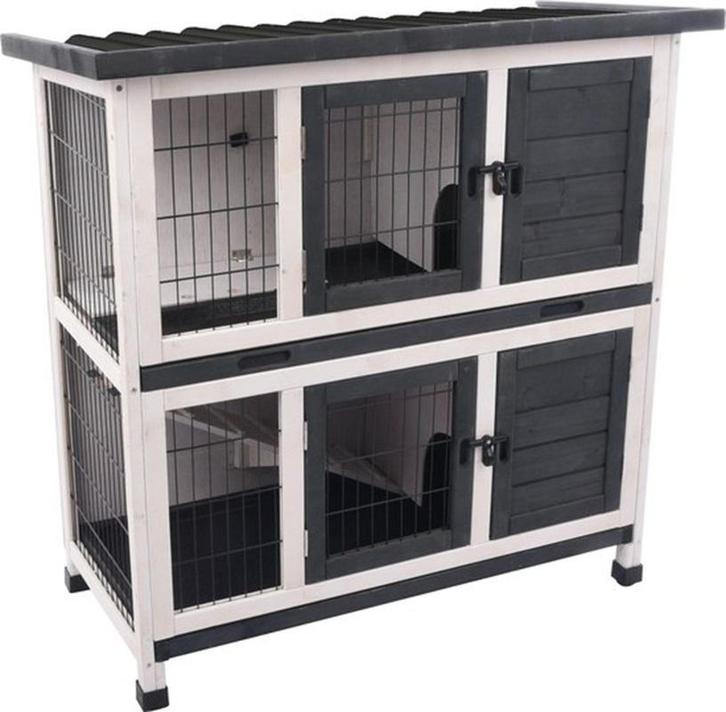 Flamingo - Konijnenhok Bambam - Zwart - 100 x 50 x 102 cm, Dieren en Toebehoren, Knaagdieren en Konijnen | Hokken en Kooien, 90 cm of meer