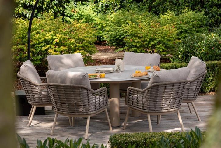 Taste Puglia/Donato low dining tuinset - Ø160 cm., Tuin en Terras, Tuinsets en Loungesets, Tuinset, Nieuw, Overige materialen
