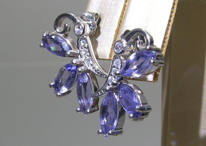 ioliet (een gemengde kwaliteit van cordieriet) Oorbellen -, Verzamelen, Mineralen en Fossielen