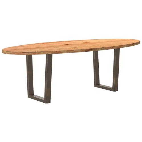 vidaXL Eettafel 240x100x74 cm ovaal massief eikenhout, Huis en Inrichting, Tafels | Eettafels, Nieuw, Verzenden