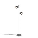 Industriële vloerlamp zwart 2-lichts - Emado, Huis en Inrichting, Lampen | Vloerlampen, Nieuw, Overige materialen, Industrieel