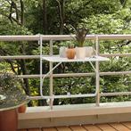 vidaXL Balkontafel 60x40 cm staal wit, Tuin en Terras, Verzenden, Nieuw, Metaal