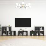 vidaXL 8-delige Tv-meubelset bewerkt hout hoogglans grijs, Huis en Inrichting, Kasten | Televisiemeubels, Minder dan 50 cm, Verzenden