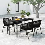 vidaXL 5-delige Tuinset zwart, 4 zitplaatsen, Kunststof, Verzenden, Nieuw