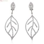 Zilveren grote luxe leaf blad oorhangers wit, Sieraden, Tassen en Uiterlijk, Oorbellen, Verzenden, Nieuw, Zilver