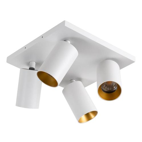 Richtbare opbouwspot Mila 4 wit / goud Binnenverlichting, Huis en Inrichting, Lampen | Spots, Verzenden