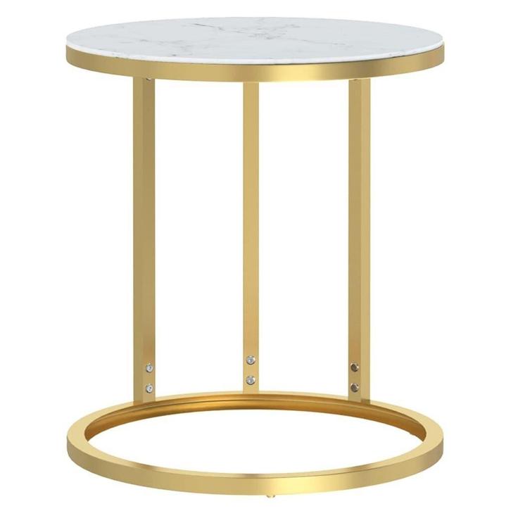 Bijzettafel Ã¸45cm glas goud | Tweedekansje | OP=OP, Huis en Inrichting, Tafels | Bijzettafels, 45 tot 60 cm, Minder dan 55 cm