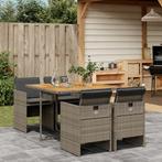 vidaXL 5-delige Tuinset met kussens poly rattan grijs, 4 zitplaatsen, Nieuw, Tuinset, Verzenden