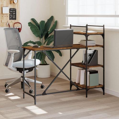 vidaXL Computerbureau met schappen 120x47x109 cm gerookt, Huis en Inrichting, Bureaus, Nieuw, Verzenden