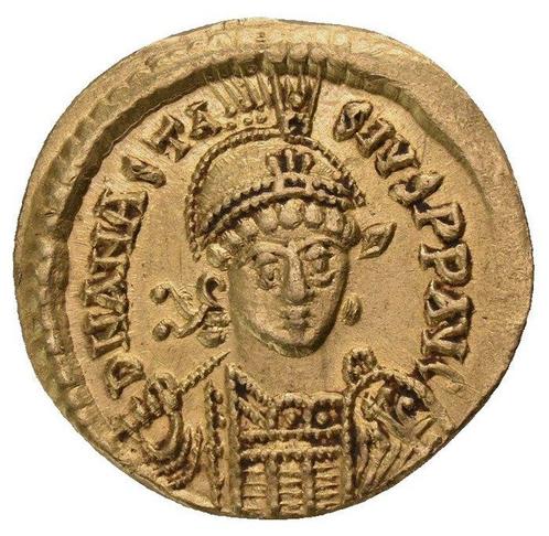 Byzantijnse Rijk. Anastasius I (491-518 n.Chr.). Solidus AD, Postzegels en Munten, Munten | Europa | Niet-Euromunten