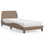 vidaXL Bed met matras Dover kunstleer cappuccinokleurig, Huis en Inrichting, Slaapkamer | Bedden, Overige materialen, 90 cm, Eenpersoons