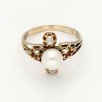 Ring - 14 karaat Geel goud Parel - Diamant, Sieraden, Tassen en Uiterlijk, Ringen, Nieuw
