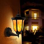 Solarlamp wandlamp Pieck met vlameffect en schemersensor, Tuin en Terras, Kunststof, Verzenden, Minder dan 50 watt, Overige typen